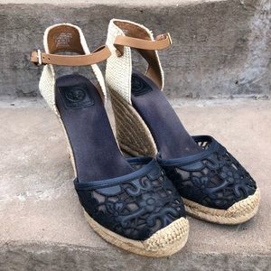 Tory Burch lace espadrille wedges